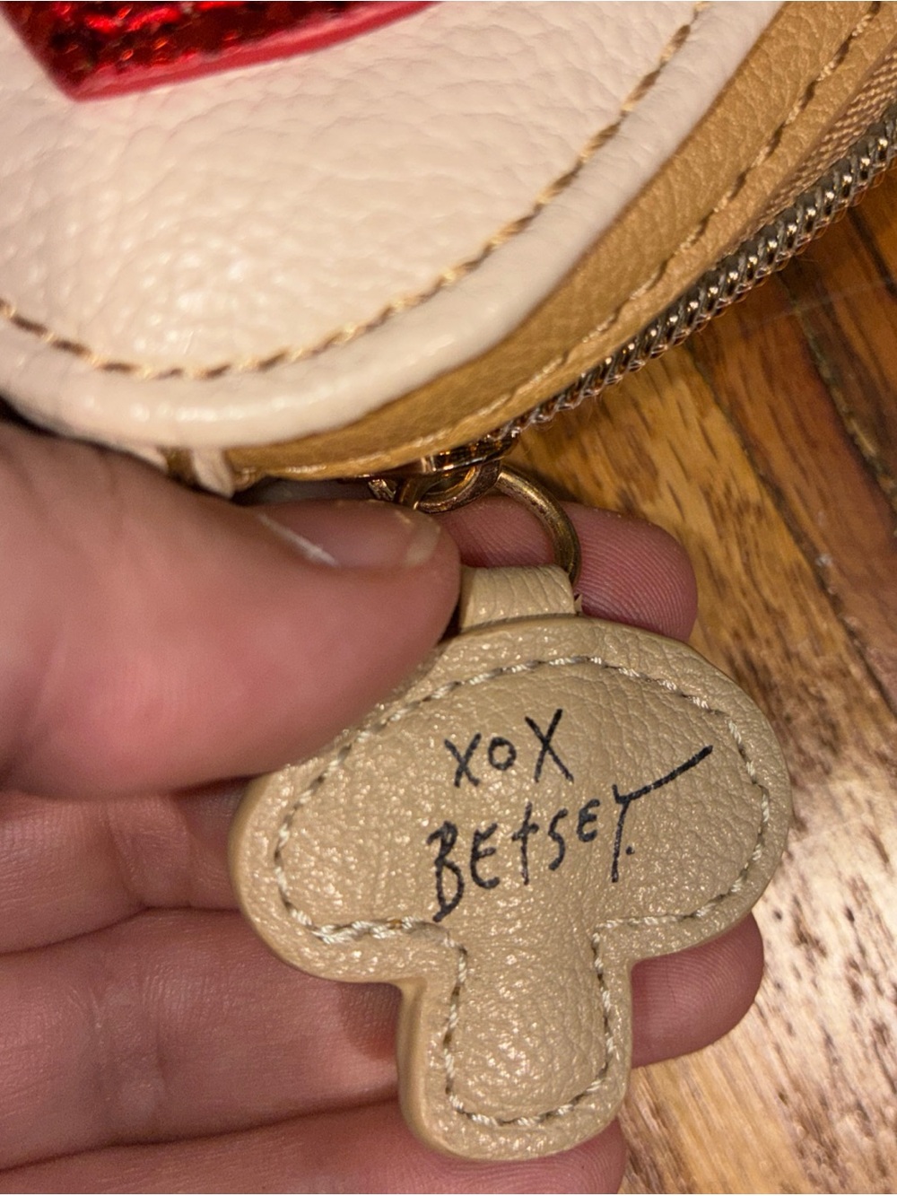 Betsey Johnson Red Glitter Pizza Slice Wristlet - Beige & Cream - Picture 4 of 9